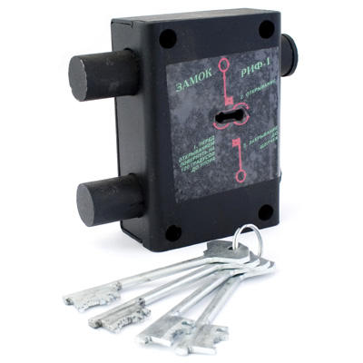 Картинка Замок гаражный тяж Челябинск РИФ 1 Классик черный